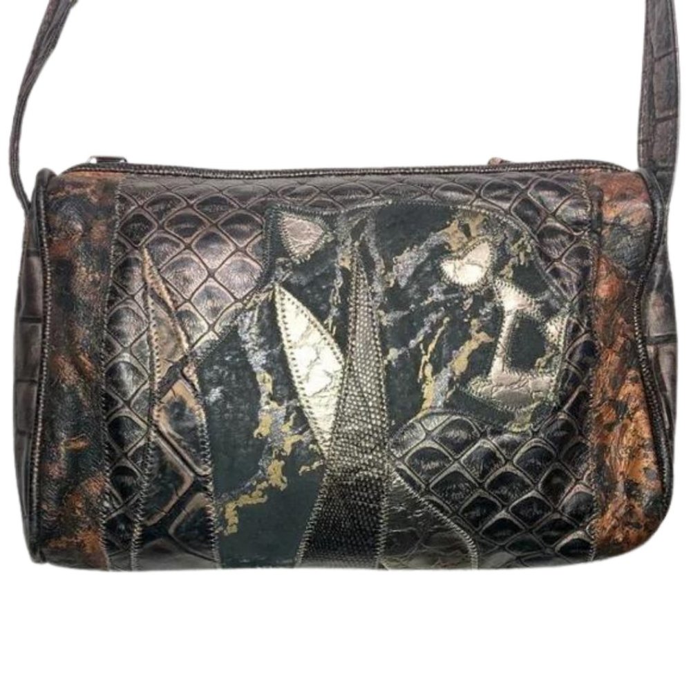 Vintage Patchwork Leopard Face And Alligator Prin… - image 6